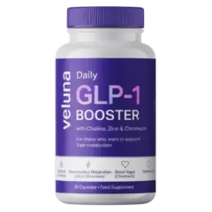 Veluna Daily GLP-1 Booster, ett receptfritt kosttillskott för metabolismstöd. Innehåller Choline, Zink & Chromium.