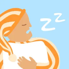En person med orange randig mössa sover djupt och snarkar högt. Kanske dags att sluta snarka?