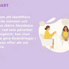 Illustration av en terapeut som hjälper en person att reda ut tankesnurror, en visuell representation av kbt behandling för att må bättre.
