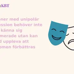 Två teatermasker, en glad och en ledsen, illustrerar att depression symtom kan variera.