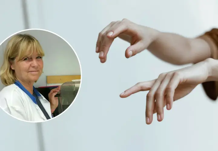 Forskare ger nytt om vikingasjukan. En kvinna i labbrock och en persons händer syns.