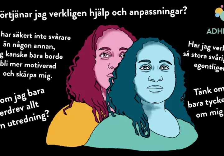 Två ansikten med text som ifrågasätter om svårigheter beror på npf diagnos eller om man bara behöver skärpa sig.
