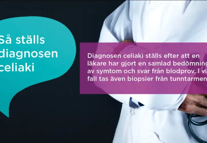 Läkare ställer diagnosen celiaki, en form av gluten intolerans, baserat på symtom och blodprov.