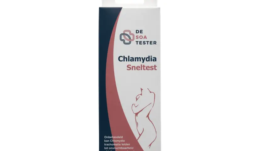 Chlamydia Sneltest-förpackning. Kan hjälpa till att identifiera symtom klamydia man. Obehandlad klamydia kan leda till infertilitet.