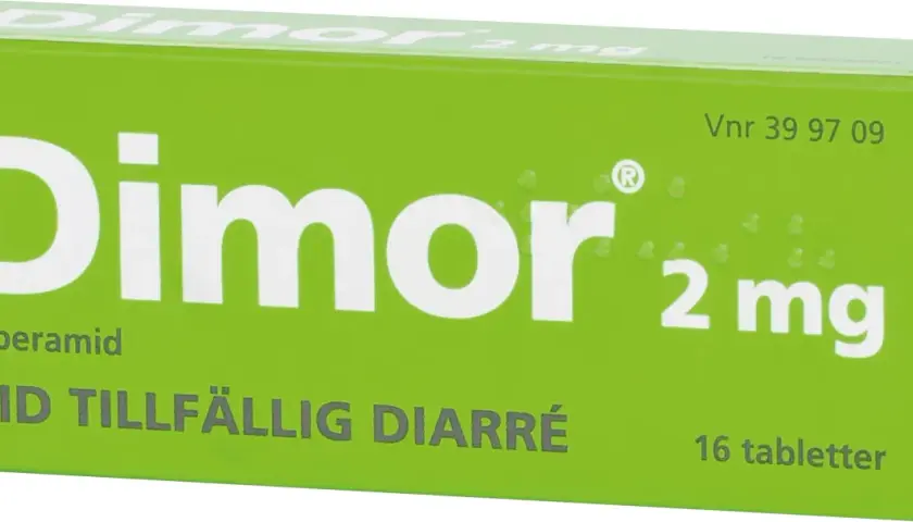 Dimor 2 mg loperamid mot tillfällig diarré. Kan vara till hjälp vid orolig mage, även om det inte är direkt kopplat till corona.