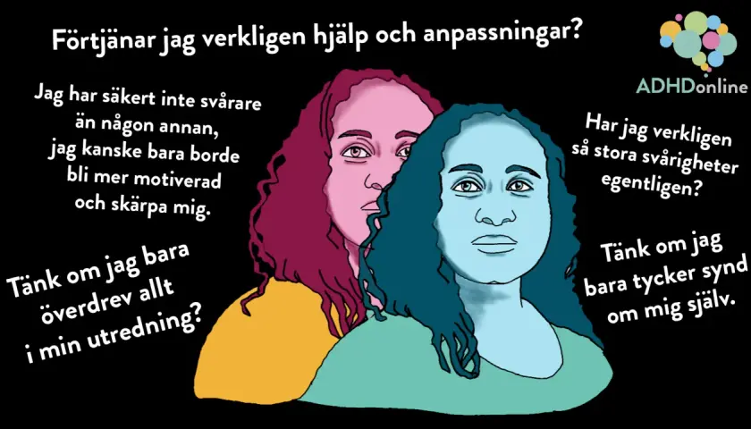 Två ansikten med text som ifrågasätter om svårigheter beror på npf diagnos eller om man bara behöver skärpa sig.