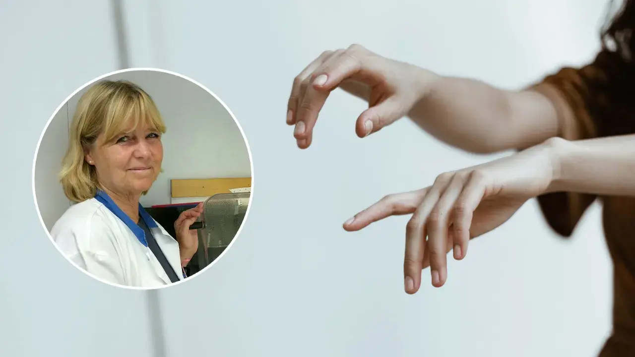Forskare ger nytt om vikingasjukan. En kvinna i labbrock och en persons händer syns.