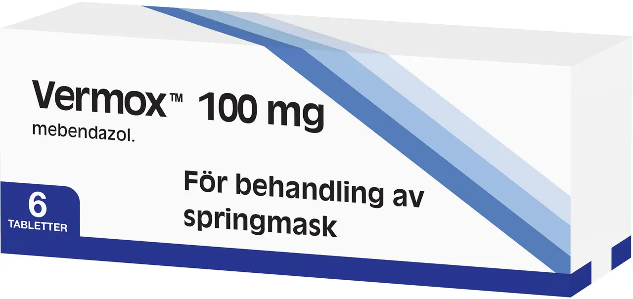Vermox 100 mg, 6 tabletter. För behandling av springmask.