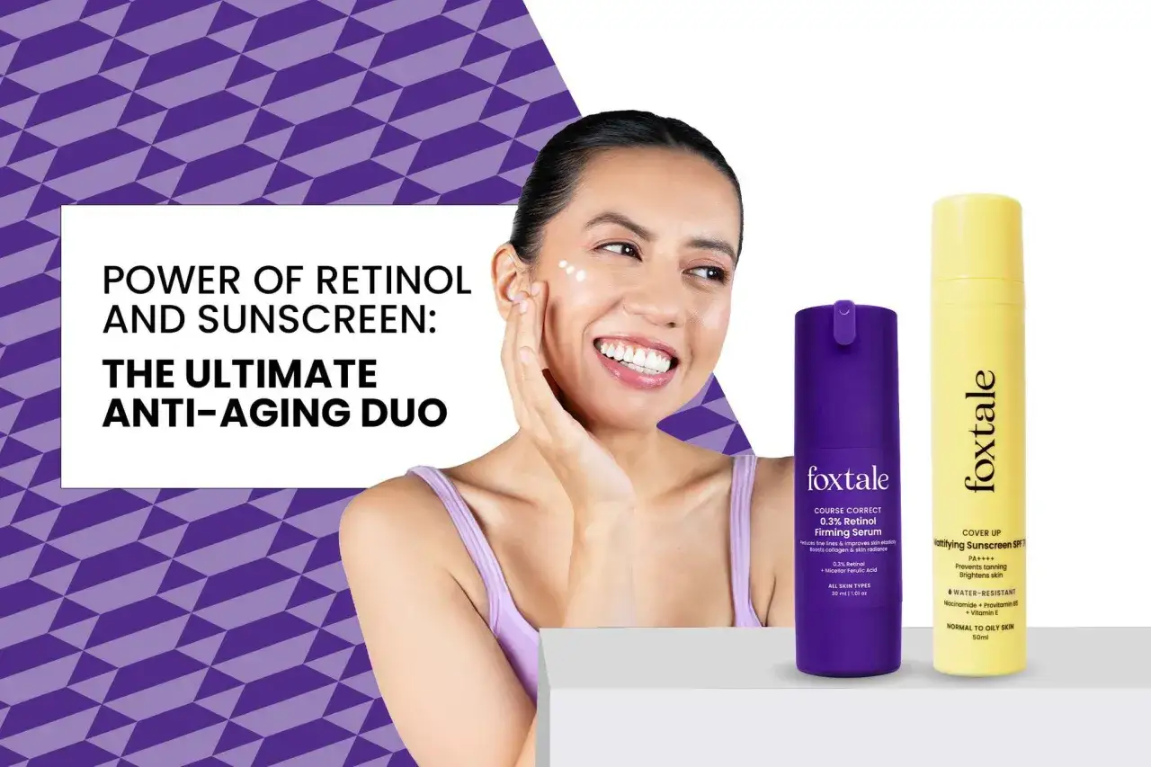 Kvinnas hud str&aring;lar tack vare retinol och solskydd. En duo f&ouml;r en ungdomlig lyster.